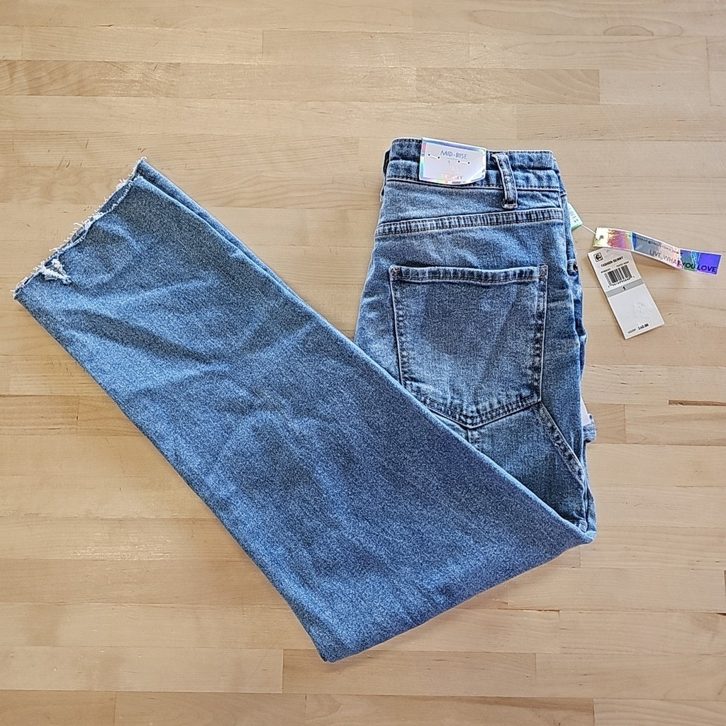 Tinseltown Juniors' Mid-Rise Carpenter Slim Straight Jeans - Vintage Wash - 1