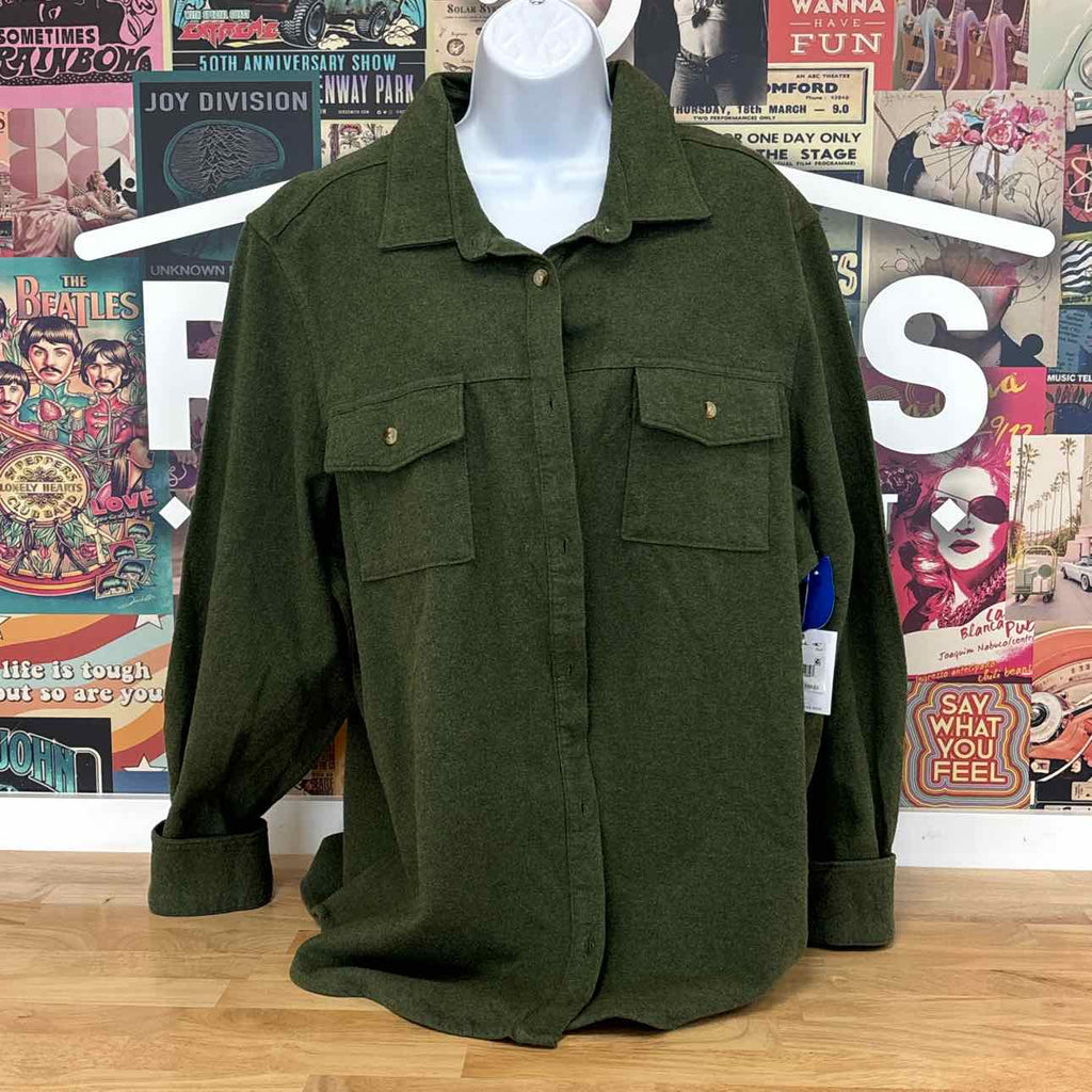 Oneill Size XL Green New Button Down LS