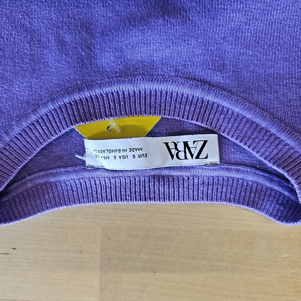 zara Size S Purple Crop Sleevless Sweater
