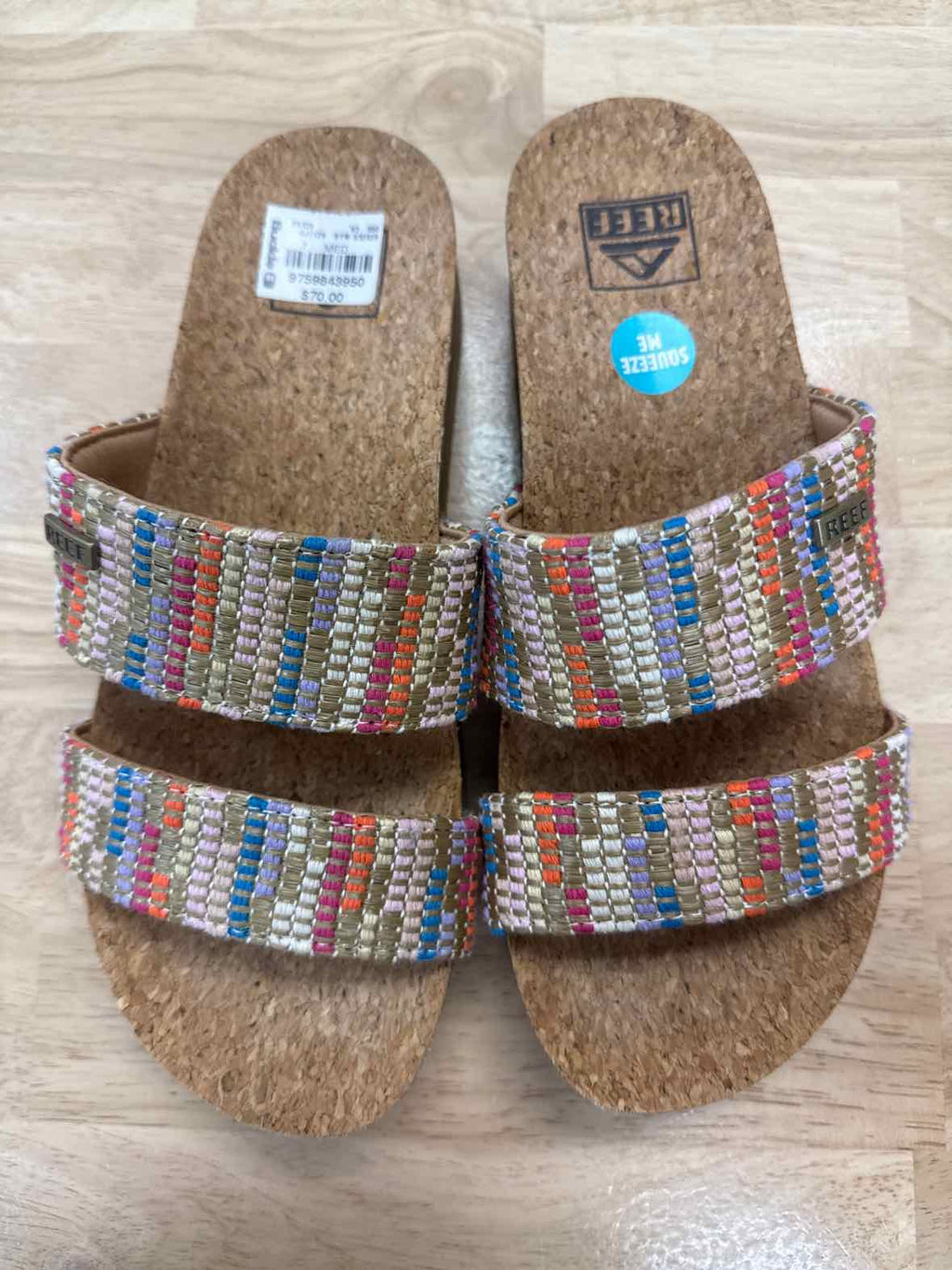 Reef Size 7 Multi Color New Platform Sllide Sandals