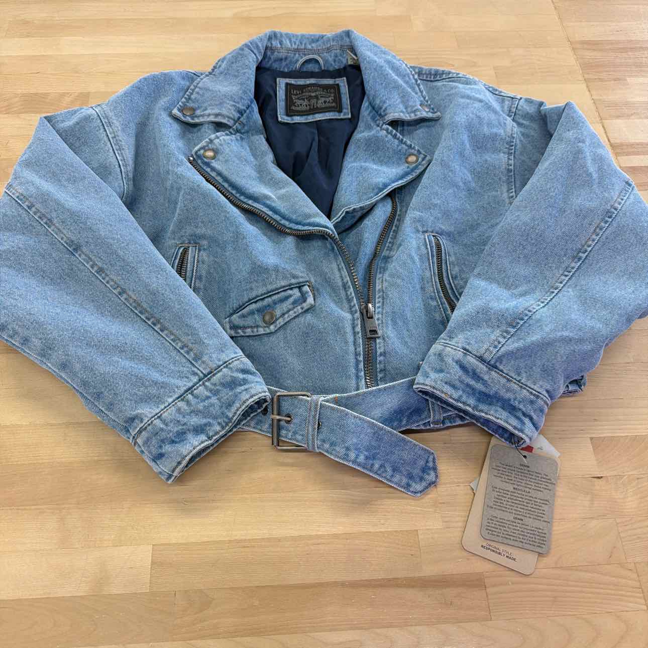 Levi's Women's Cropped Denim Moto Jacket - Lt Wash Denim