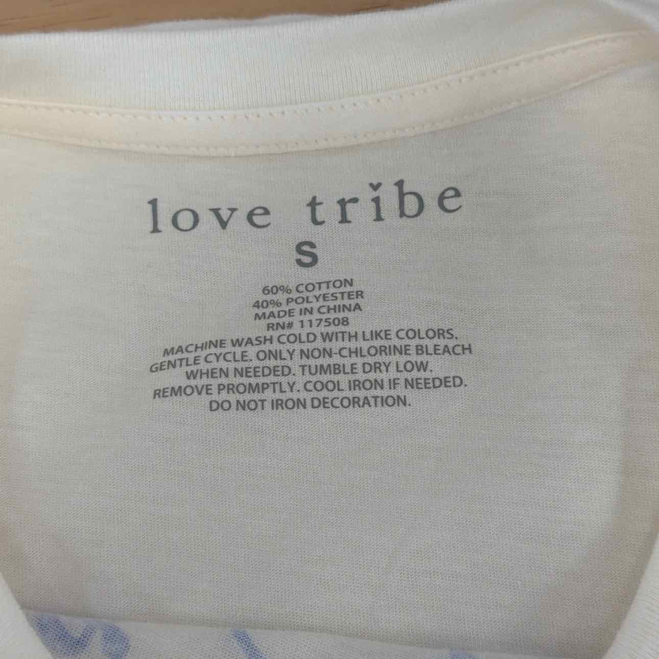 Love Tribe Size S Hamptons Graphic Print T-Shirt - Egret