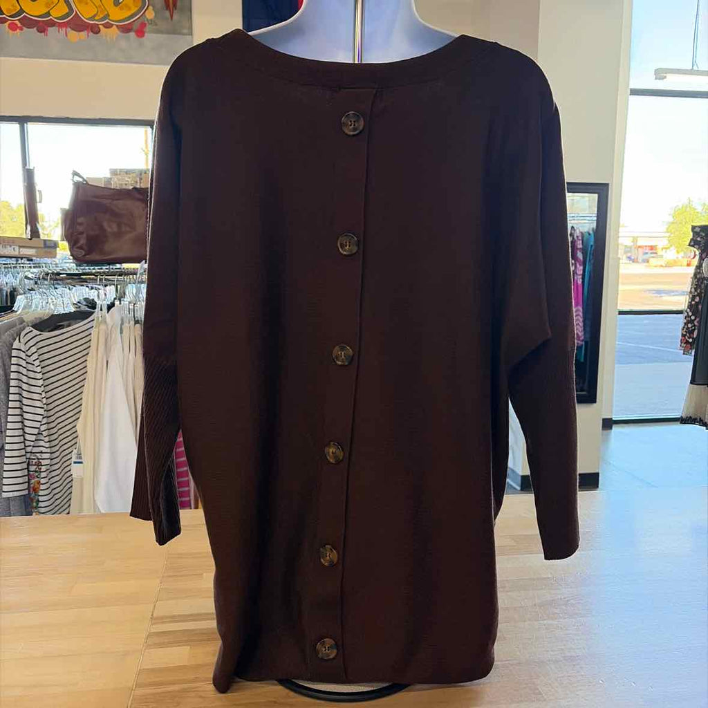 Melissa Paige Women's Boatneck Button-Back Dolman-Sleeve Sweater - Chicory Brown