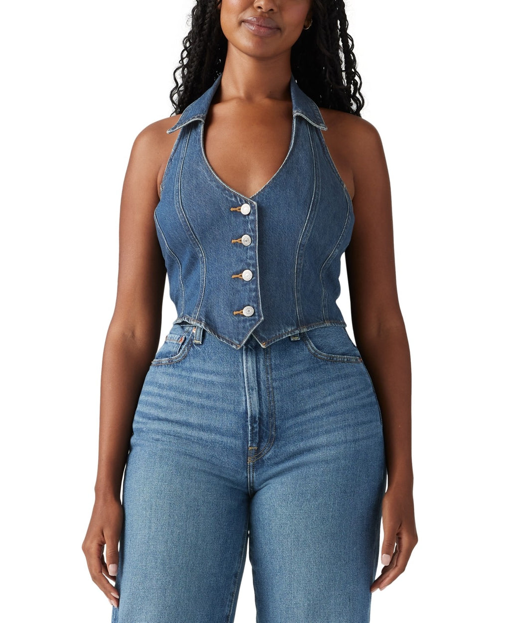 Levi's Size S  Levi's Women's Bria Cotton Denim Corset Cropped Top - Cornerback