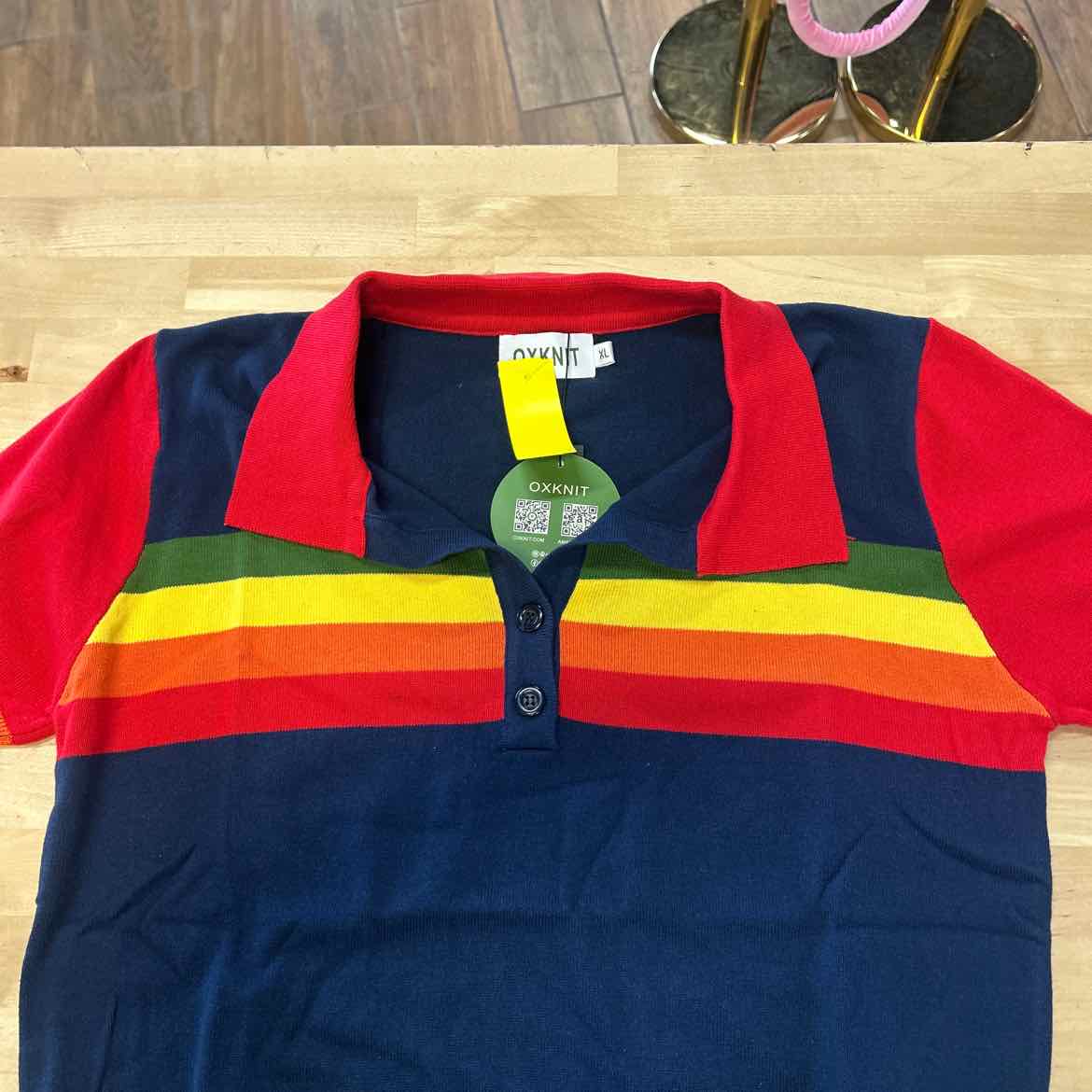 Oxknit Size XL Rainbow Preloved Polo
