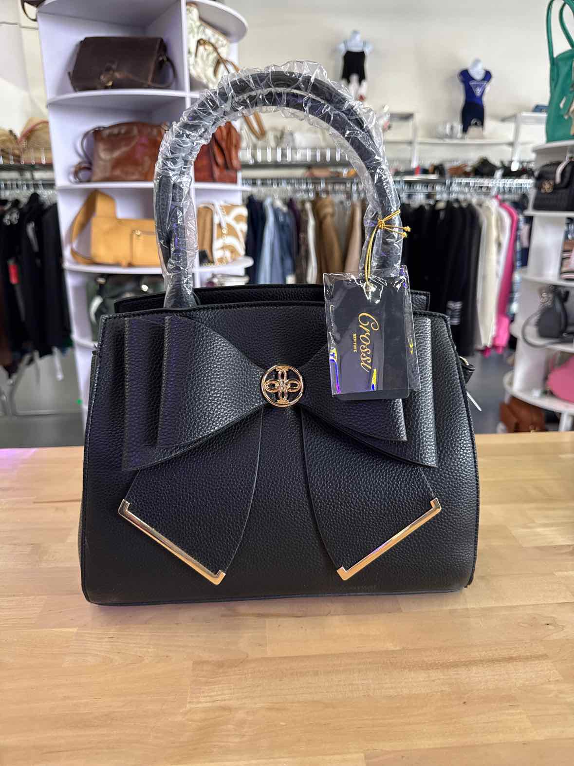 Crossi Black satchel Poppy Boy Handbag NWT