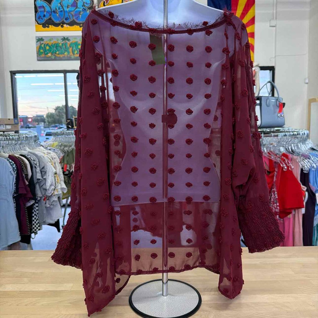 ee:some Size L Burgandy Lace Preloved Blouse SS