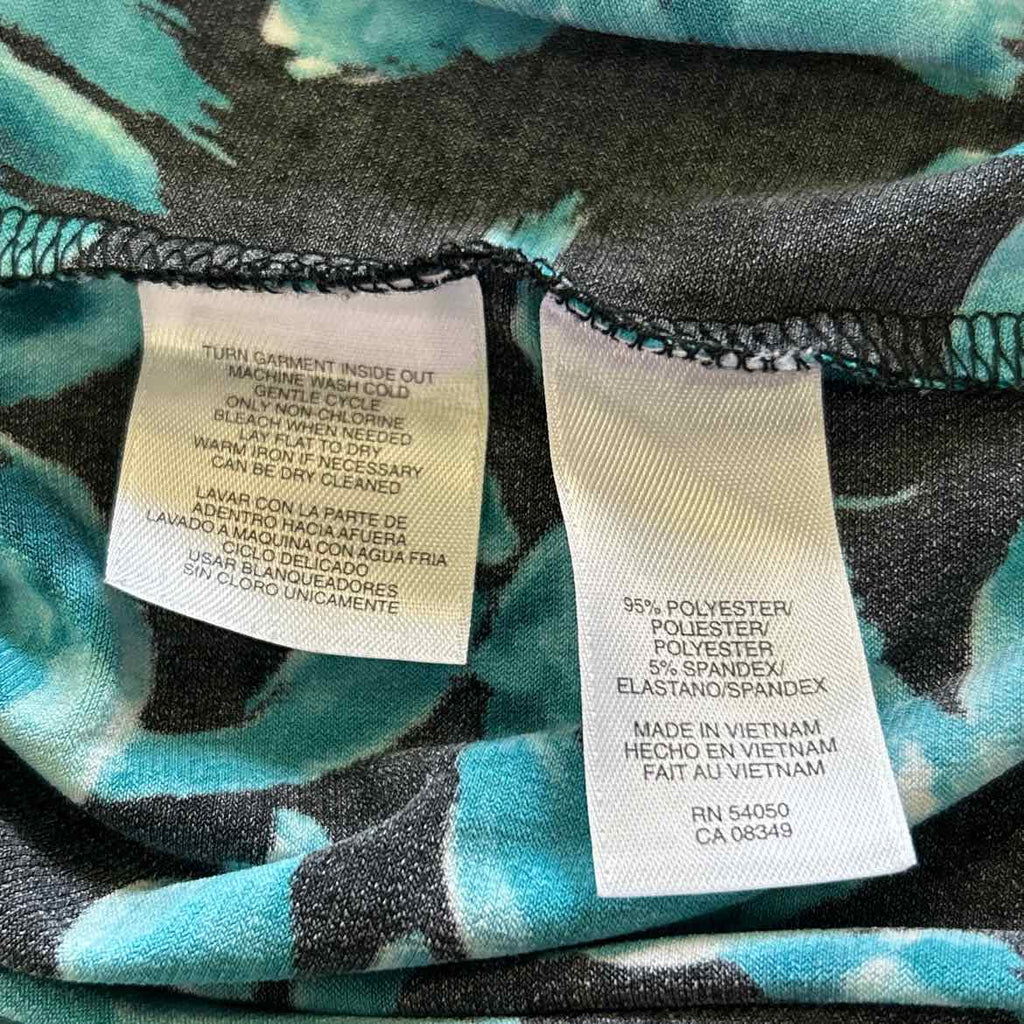 Nine West Size PM Blue/black Polyester Spandex Preloved Blouse SS