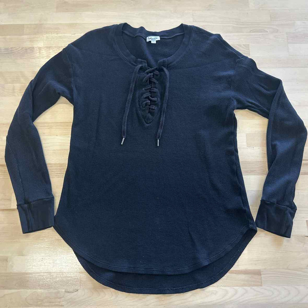 Splendid Size M Black Long Sleeve Thermal Knit Top