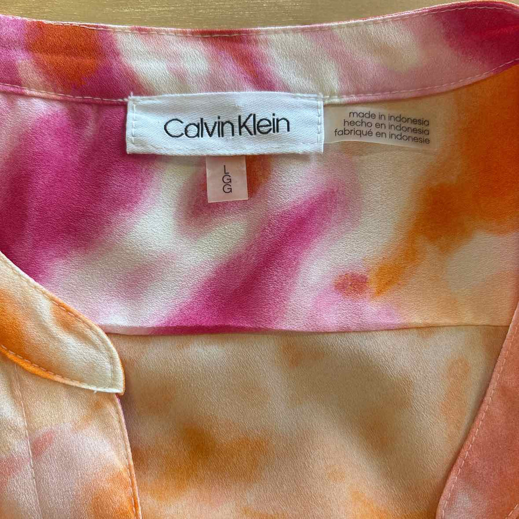 Calvin Klein Size L Orange Button Down Shirt