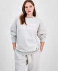 Planet Heart Juniors' Embroidered Fleece Crewneck Sweatshirt