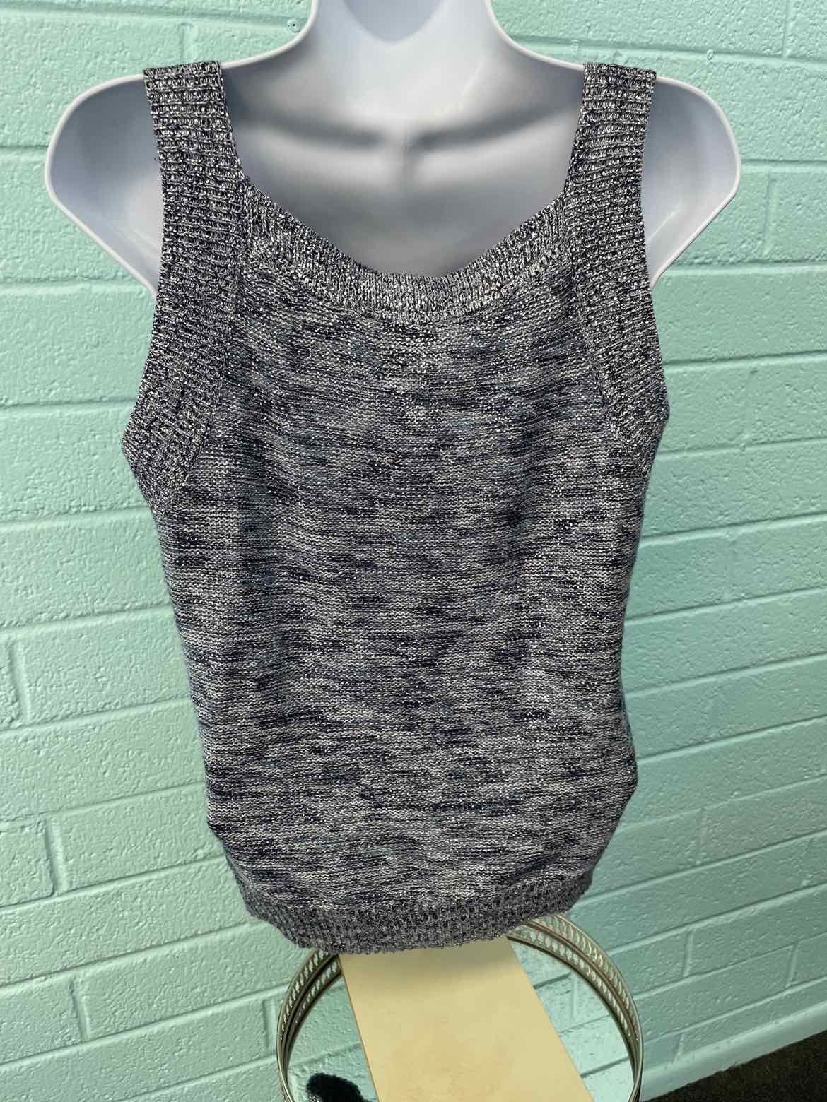 Chico's Size 1 Blue Silver Knit Sweater