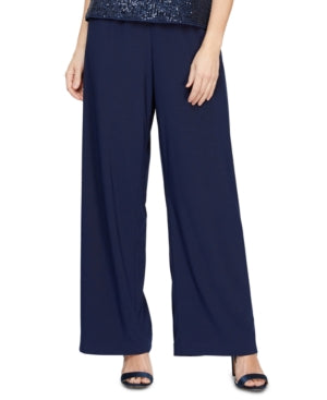 Alex Eveinings Size XL Blue Matte Jersey Straight Leg Pants