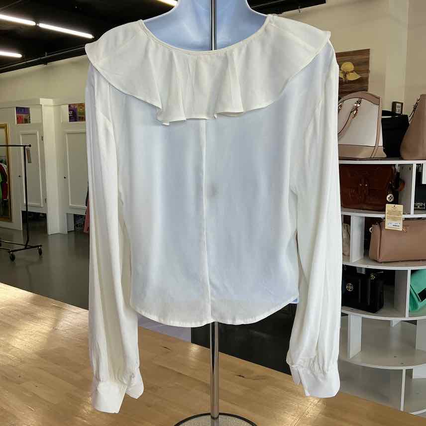 Open Edit Size XS White Preloved Blouse LS