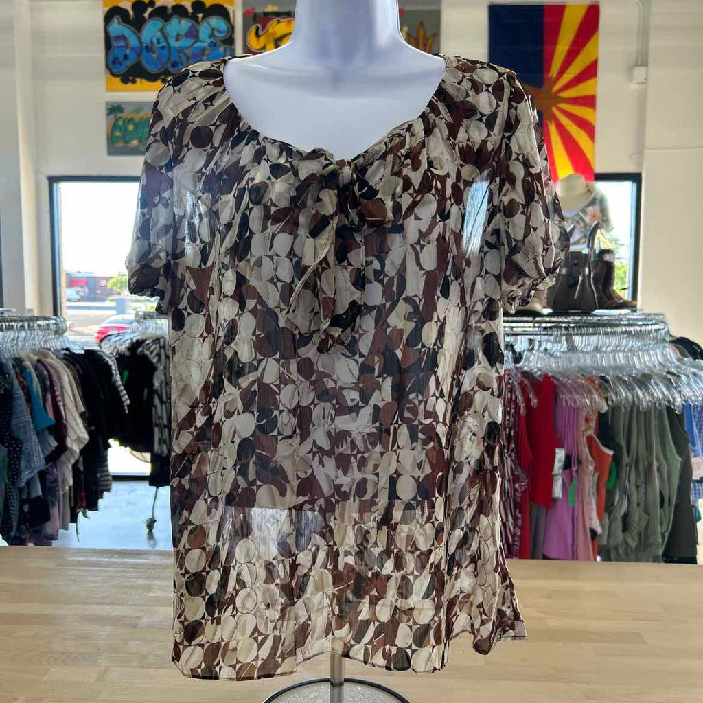 Susan Graver Size S Brown Polyester Preloved Blouse SS