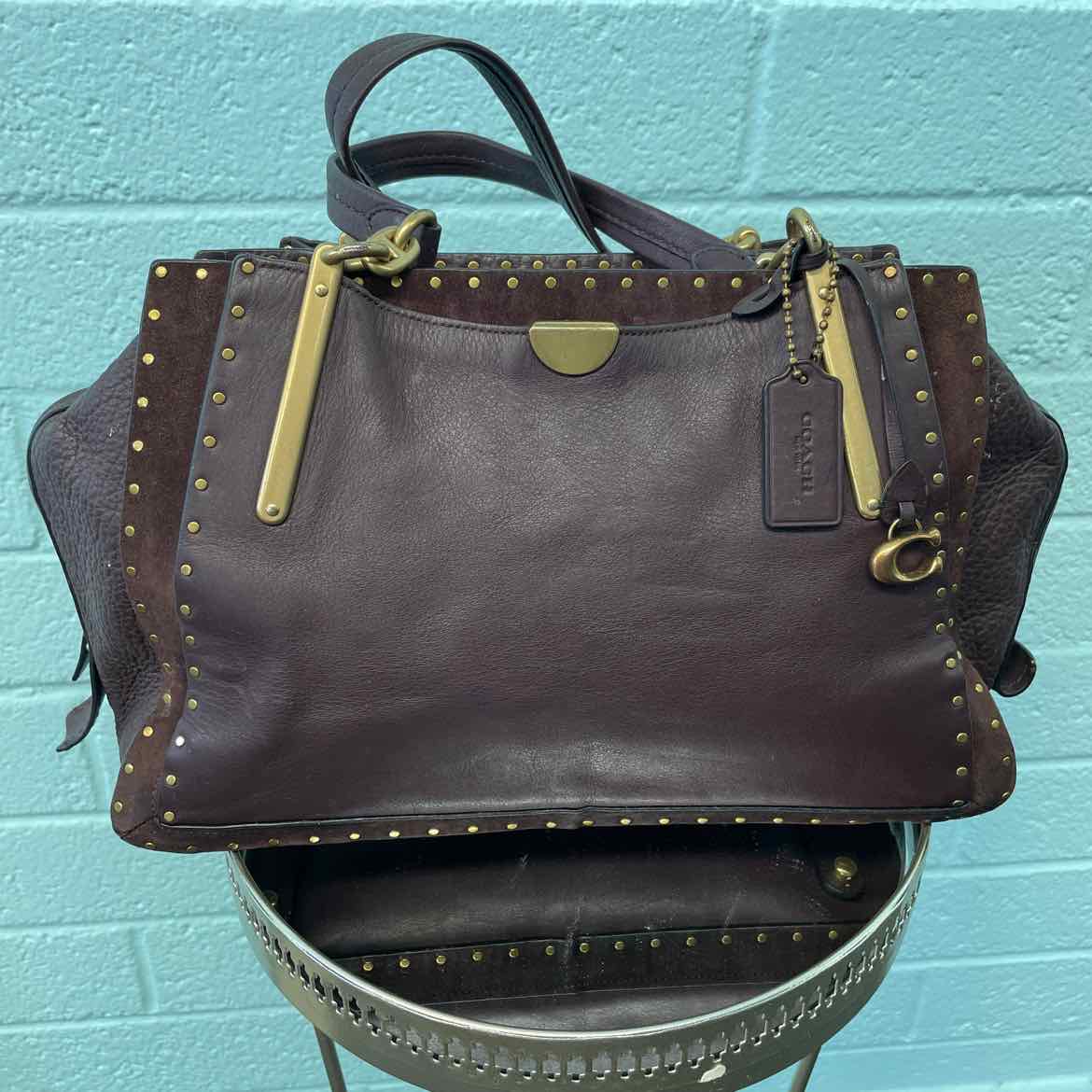 Coach Brown Boarder Rivets Dreamer 36 Lrg Satchel