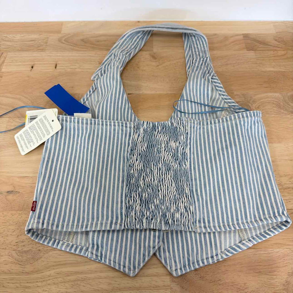 Levi's Size S Bria Cotton Denim Corset Cropped Top