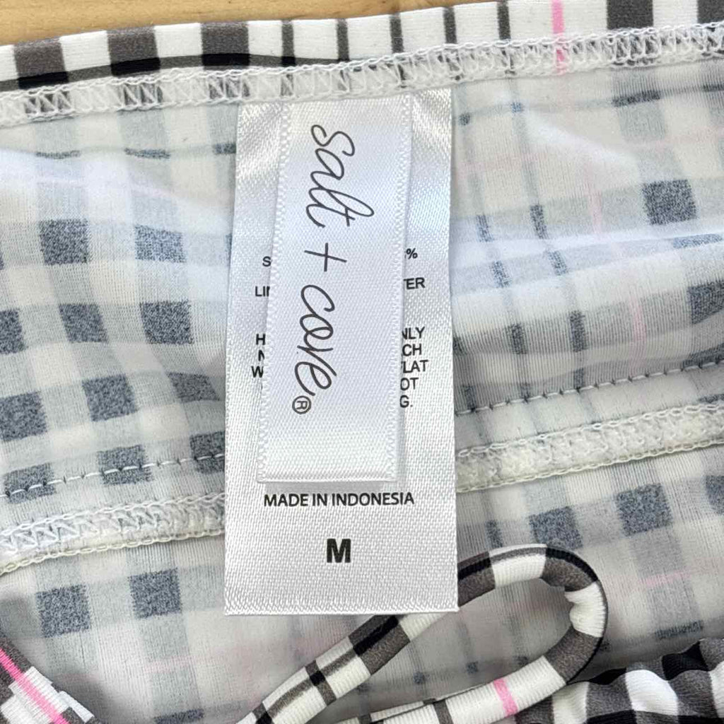 Salt + Cove Size M Plaid Tie-Front Tankini Top
