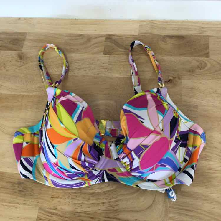 Bleu Size 34D Living Color Over-the-Shoulder Molded-Cup Bikini Top