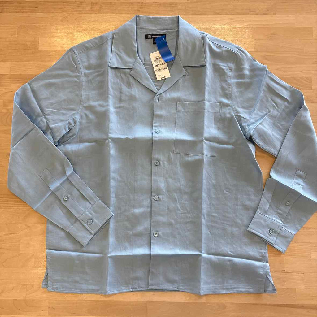 Male INC Men's Size M Blue MENS Long Sleeve Kylo Regular-Fit Camp Shirt NWT