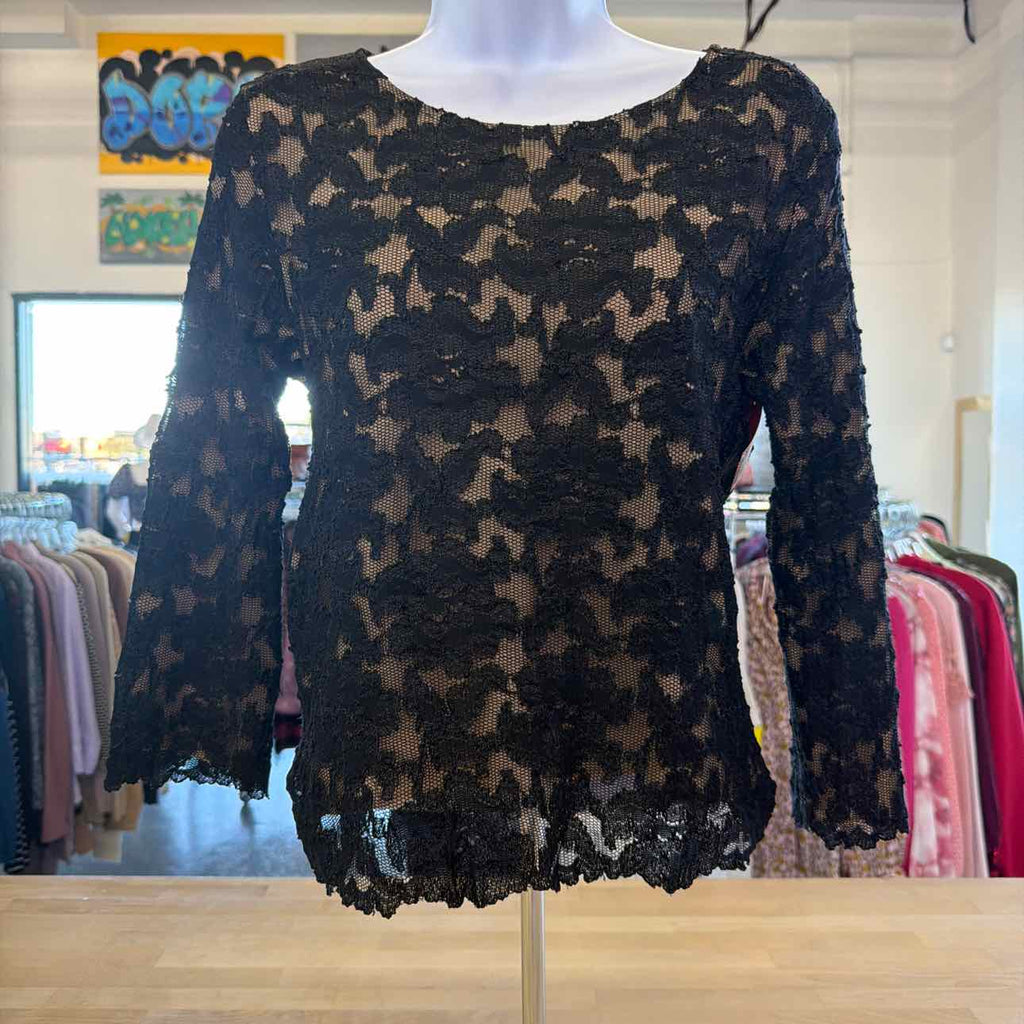 Coldwater Creek Size XS Black Lace Nylon Preloved Blouse