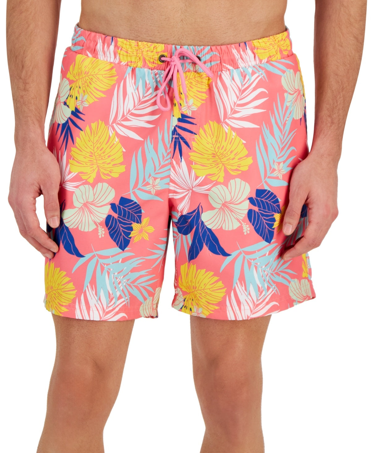 Club Room Men's Hibiscus Floral Print 7" Swim Trunks
