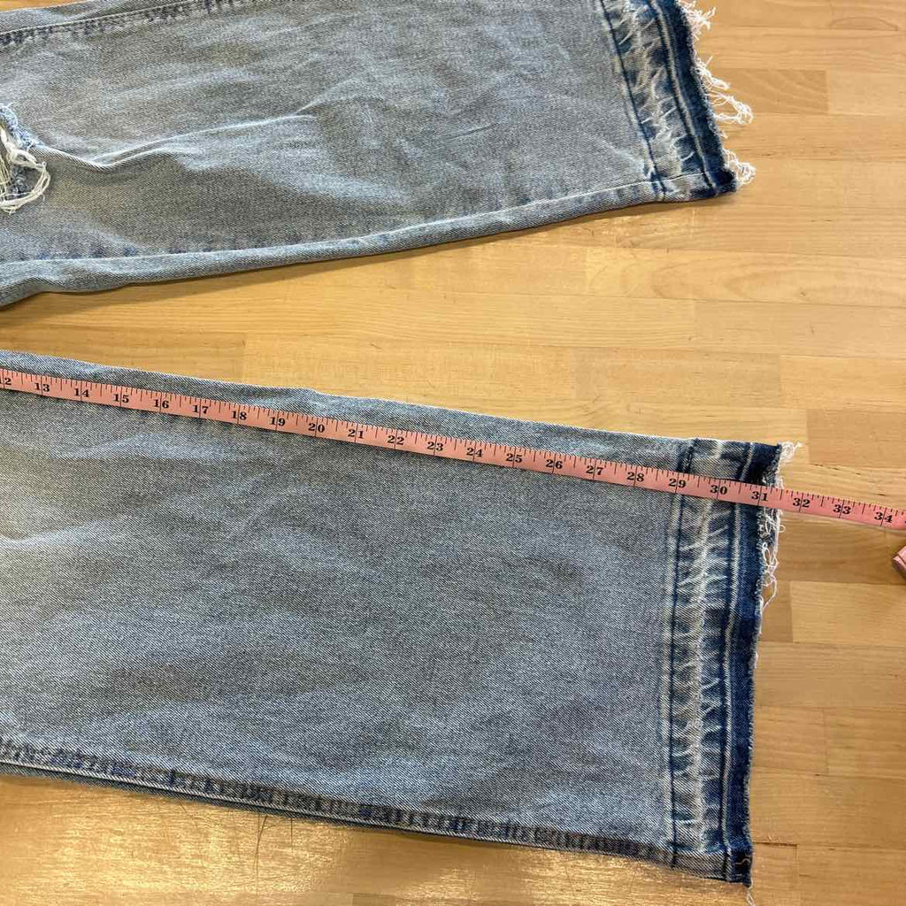 Juniors Celebrity Pink Baggy High Rise Raw Hem Jeans