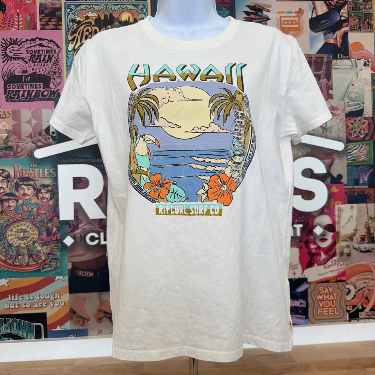 Rip Curl Size S Spirit Standard Short-Sleeve T-Shirt - Hawaii Bone