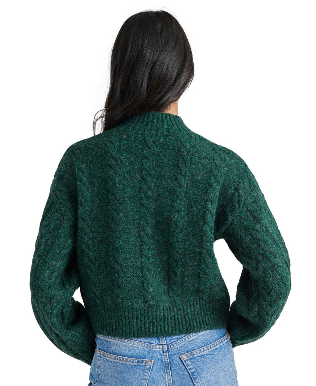 Steve Madden Women's Marcie Cable-Knit Mock-Neck Sweater - Winter Pine