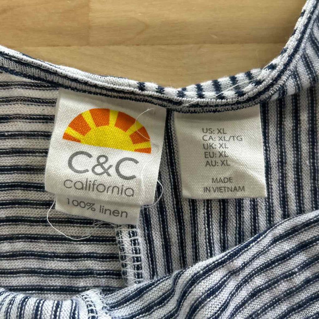 C&C Size XL Navy/White Linen Preloved Tank