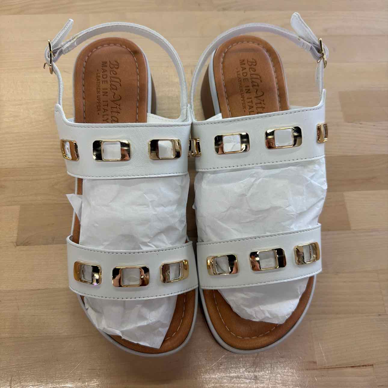 Bella Vita Women's Vic-Italy Wedge Sandals - White Leather