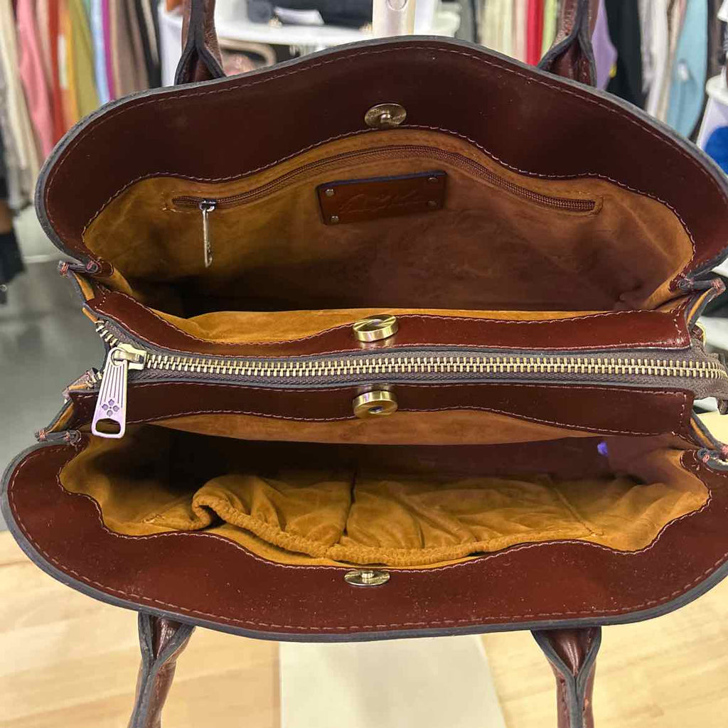 Patricia Nash Genovese Medium Leather Top Ha British Tan