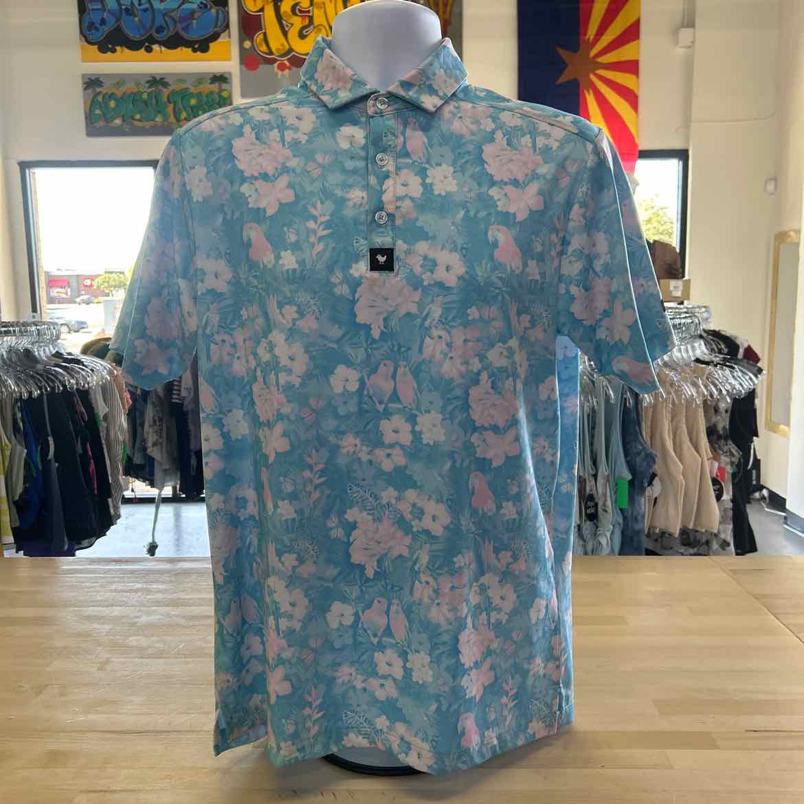 Bad Birdie Size S Blue Purple Preloved MENS Polo