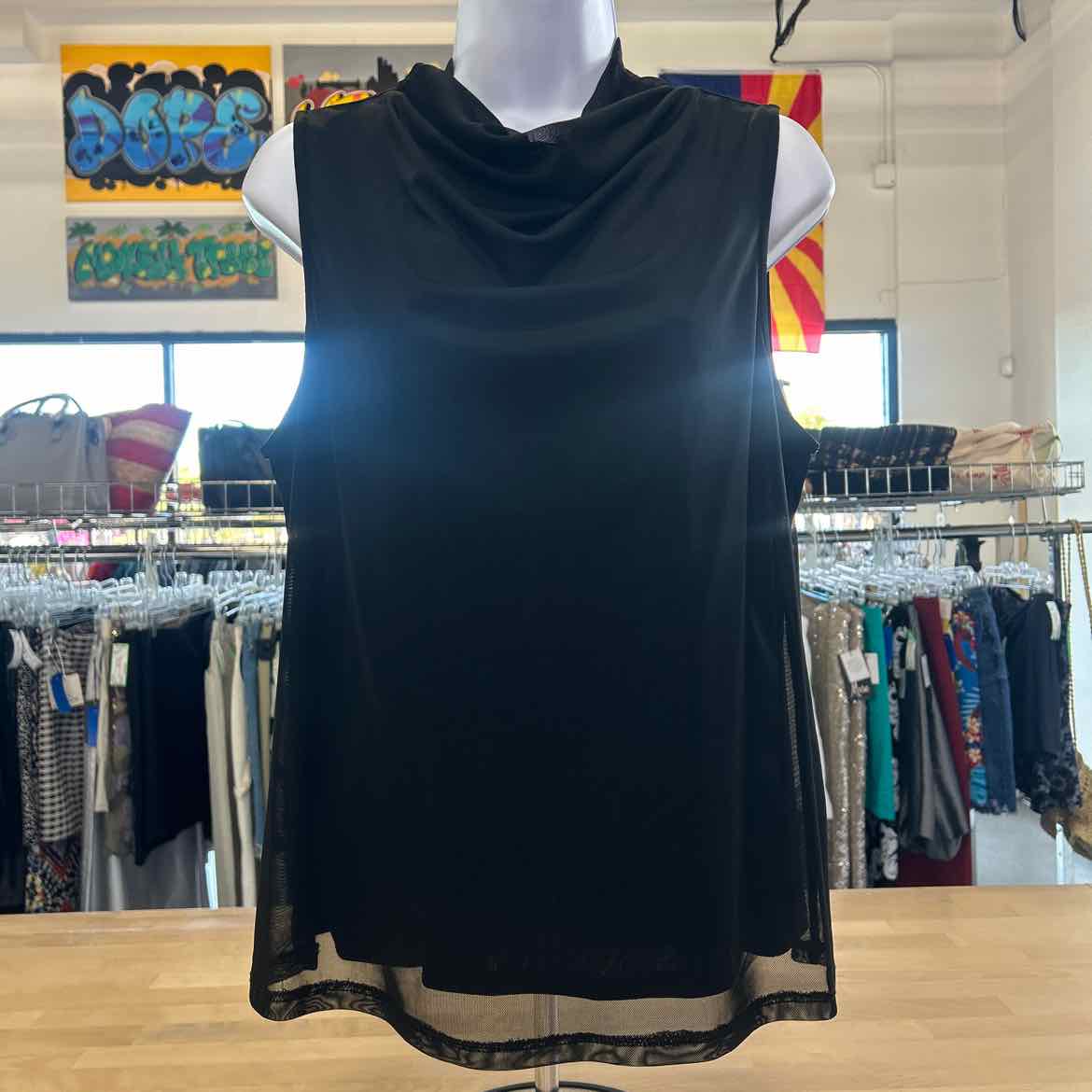 Halogen Size 1 Black Mesh Preloved Sleeveless