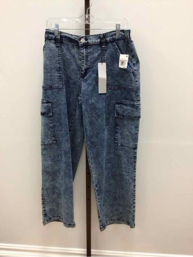 Steve Madden Size L Wide-Leg Cargo Skater Jeans - Dark Wash