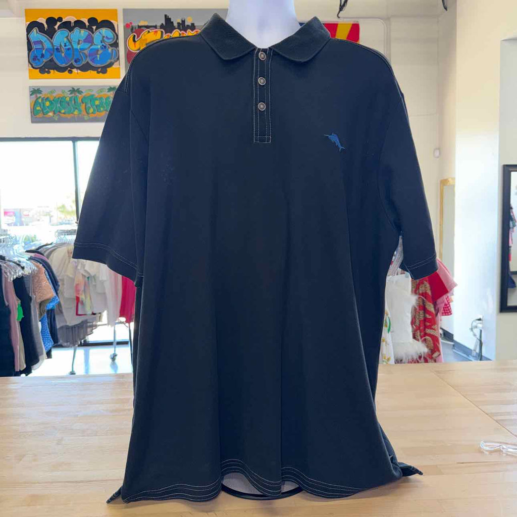 Tommy Bahama Size 2XL Black Preloved MENS Polo