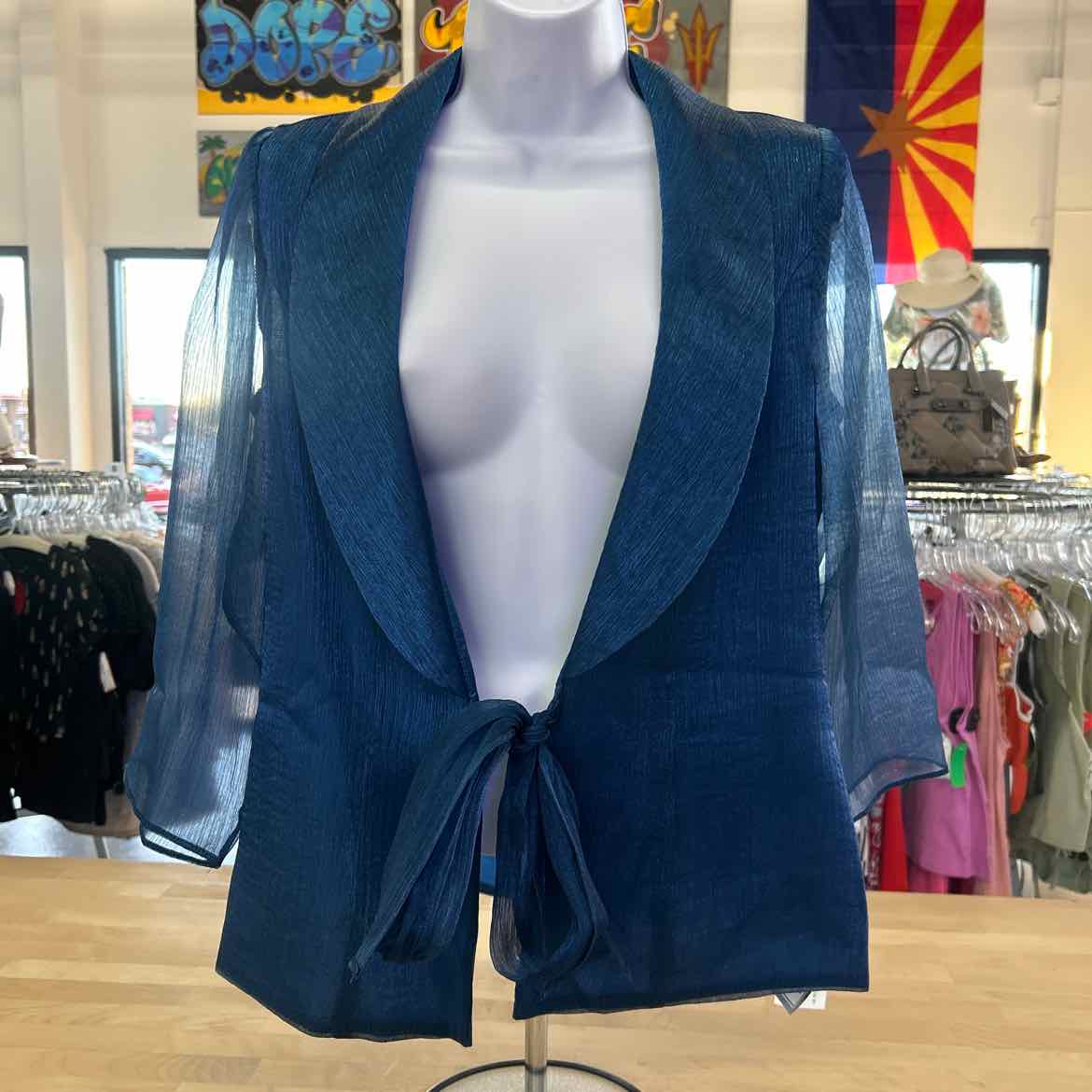 Alex Evenings Women's Chiffon Tie-Front 3/4-Sleeve Top