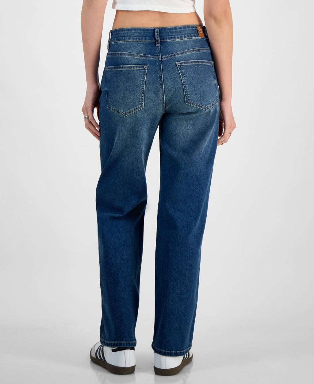 Gogo Jeans Juniors' Destructed Dream Fit Wide-Leg Denim Jeans - Dark Wash