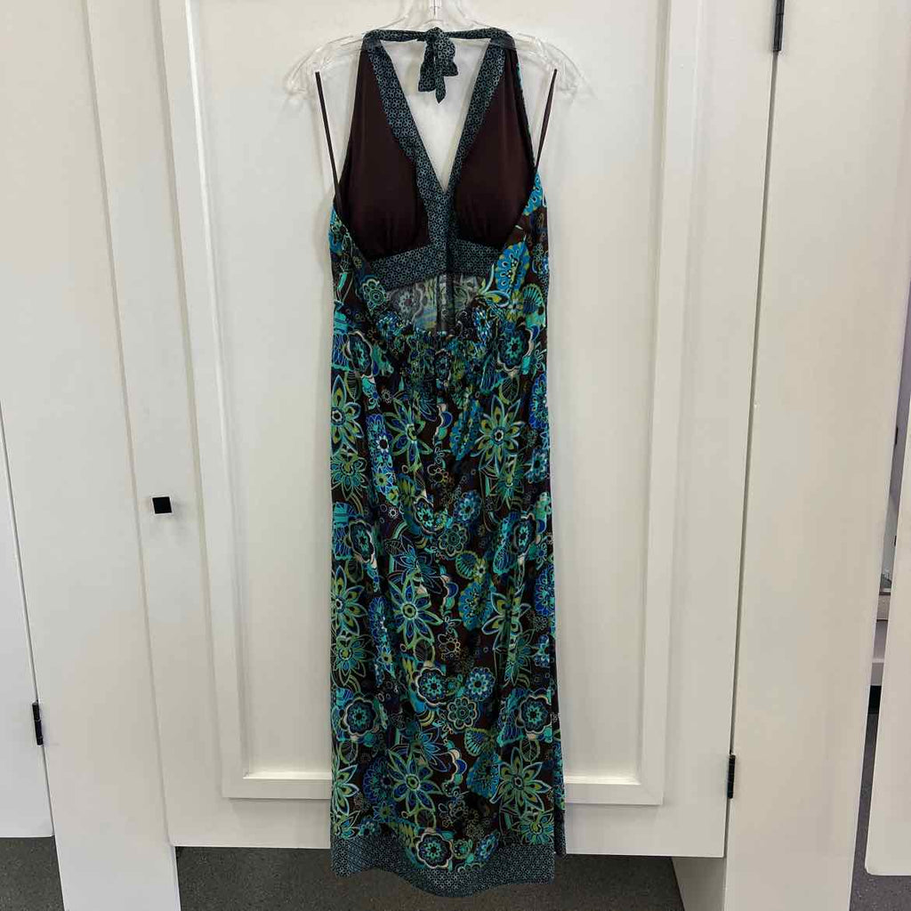 R&K Size 14 Blue/brown Rayon Preloved Dress