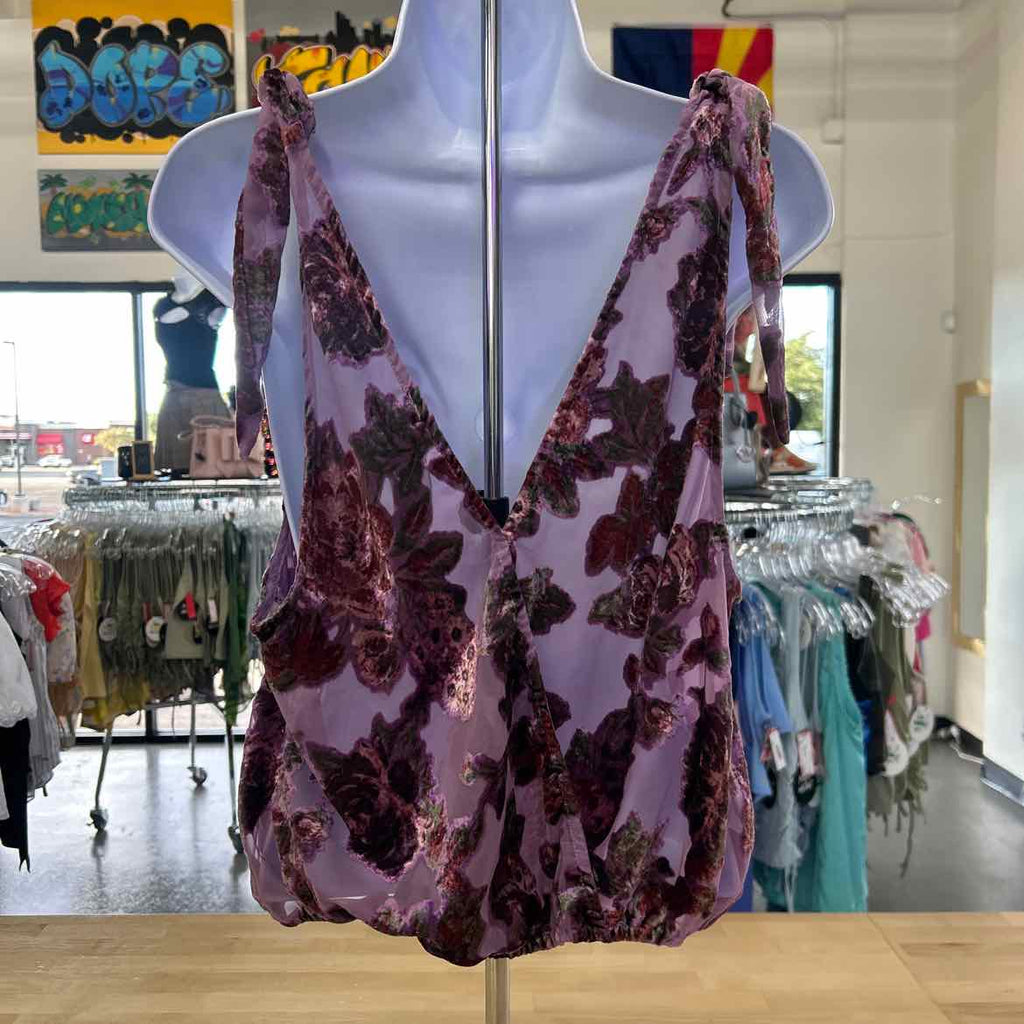 Free People Size S Purple Velvet Mesh Preloved Tank