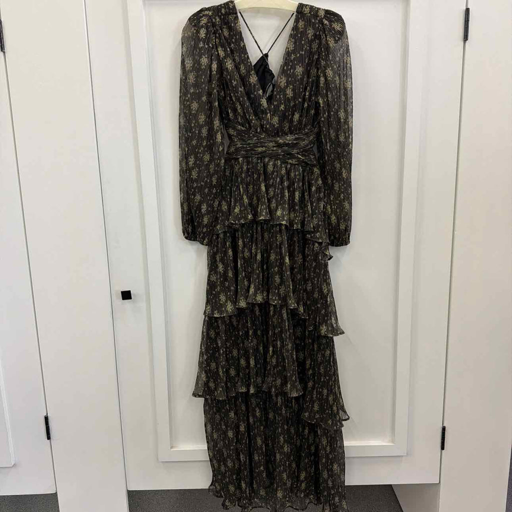 Astr the Label Women's Anora Long-Sleeve Ruffled Dress - Black Gold