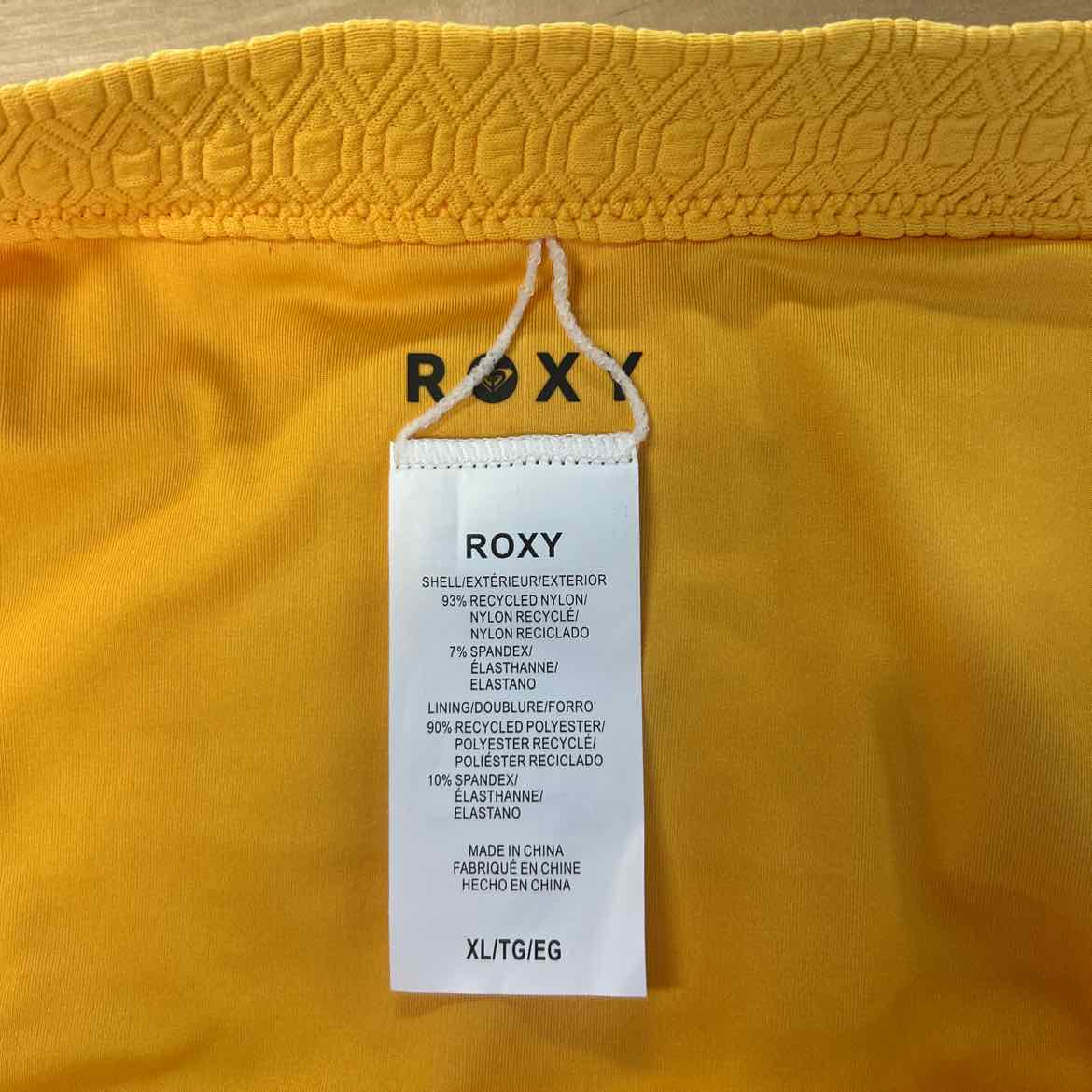 Roxy Size XL Juniors' Haleiwa Banded High-Waist Bikini Bottoms - Yellow