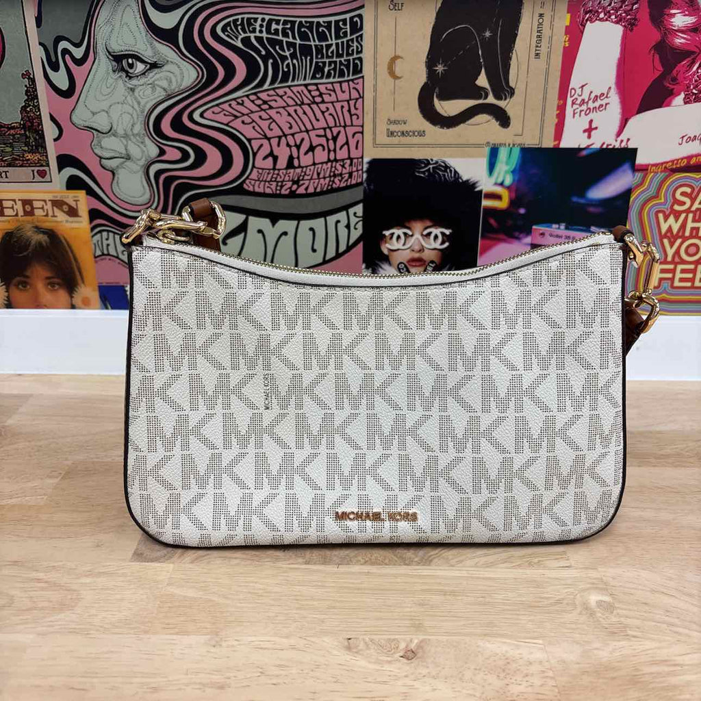 Michael Kors White Leather Preloved Handbag