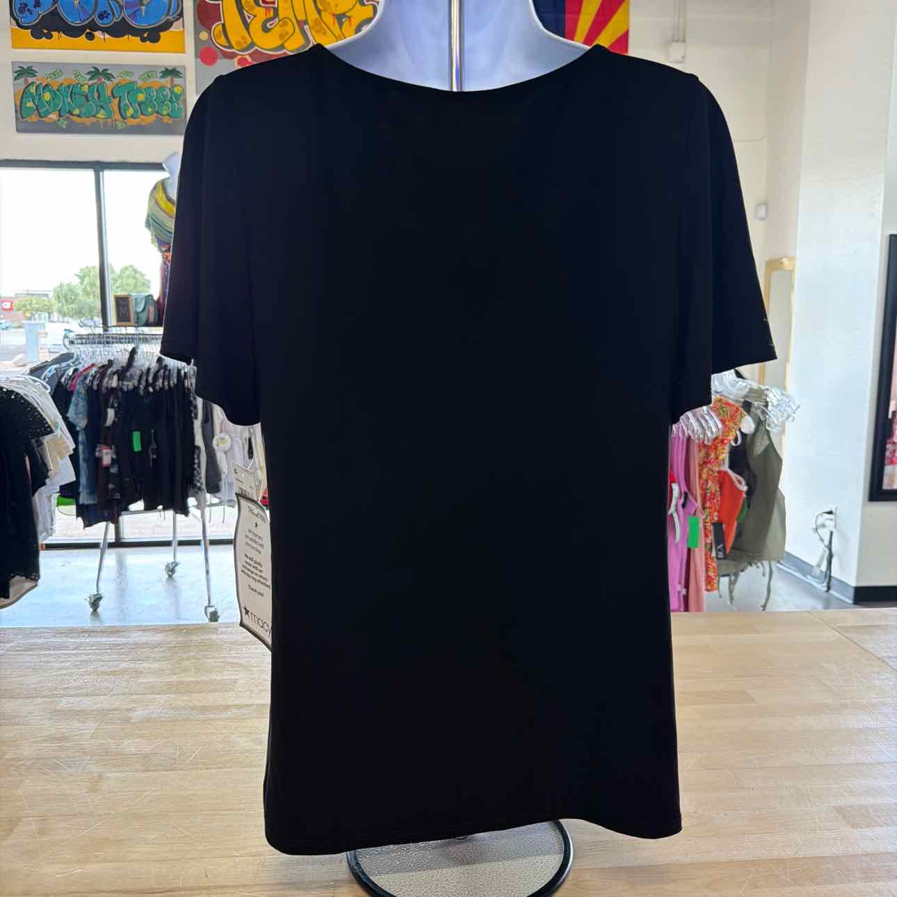 Msk Women's V-Neck Short-Sleeve Top - Black