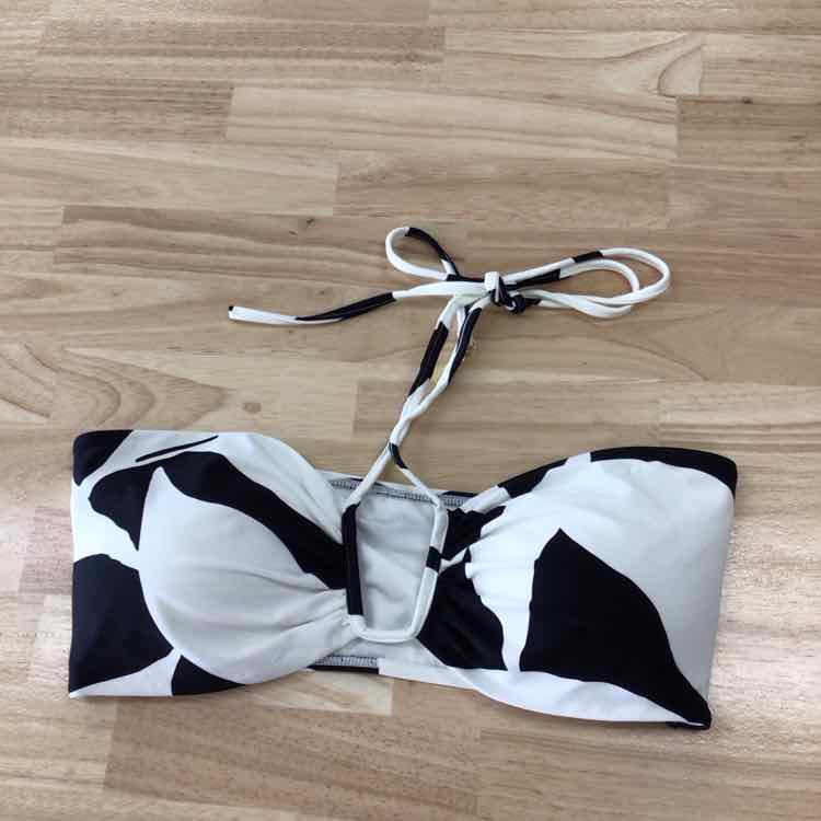 Vince Camuto Size S Printed Bandeau Bikini Top - Black/white