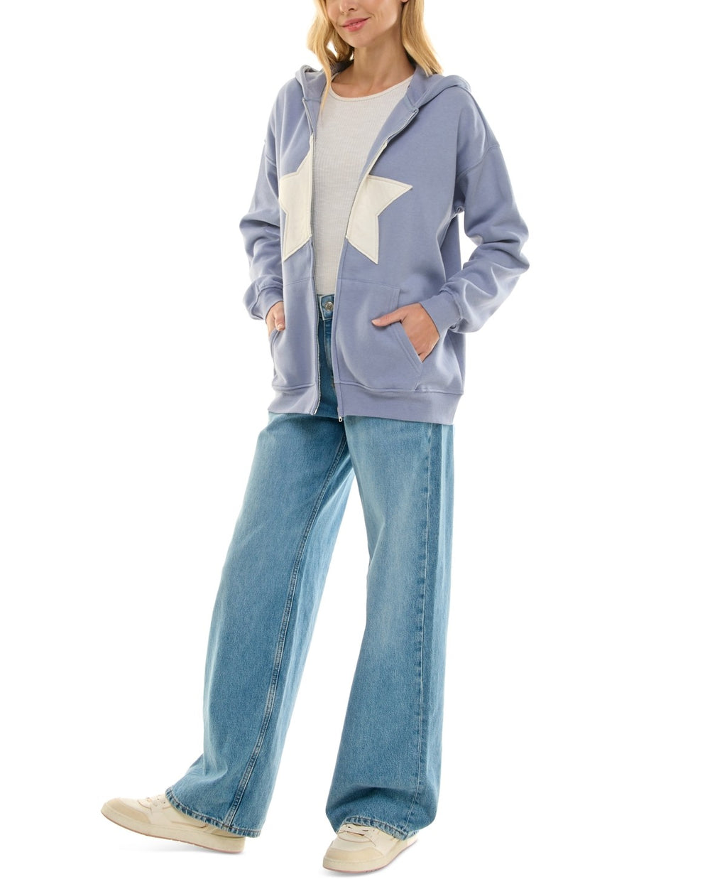 Ultra Flirt Juniors' Full-Zip Applique Boyfriend Hoodie