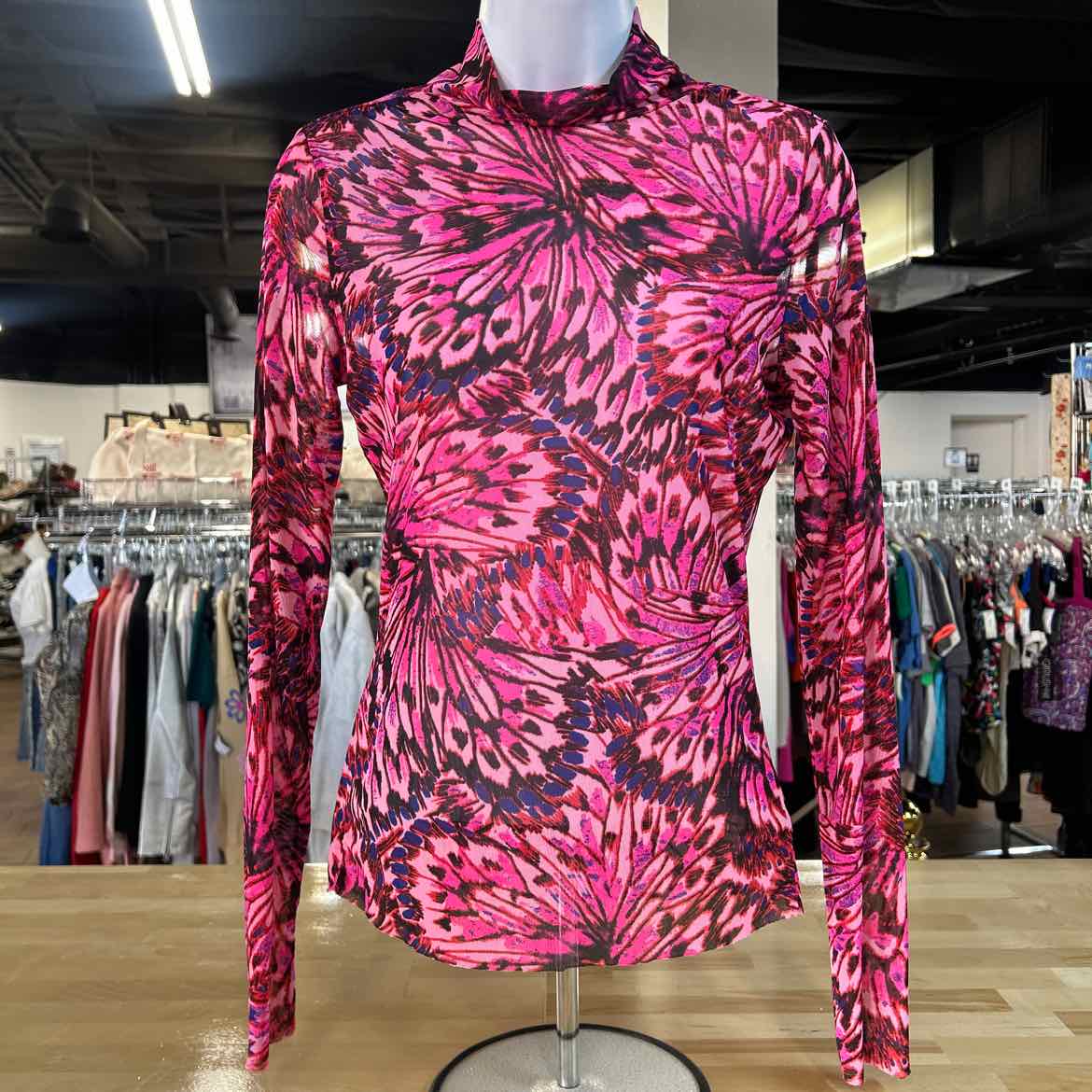 AFRM Size M Pink Print Blouse LS