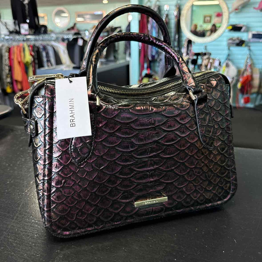 Brahmin Micaela Excelsior Medium Leather Satchel - Passion Purple NWT