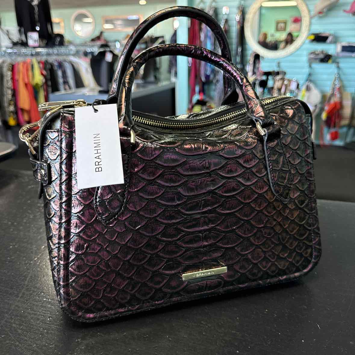 Brahmin Micaela Excelsior Medium Leather Satchel - Passion Purple NWT