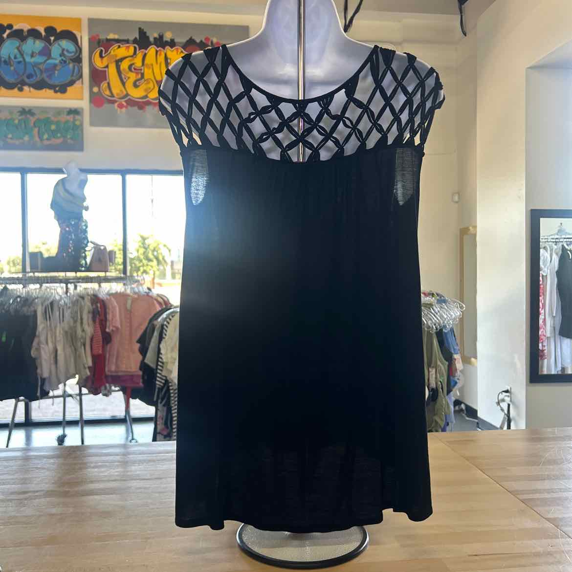 Anthropologie Size XS Black Preloved Blouse SS